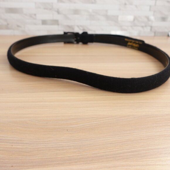 VINTAGE Lord Taylor Belt‎ Womens M Black Wool Skinny Grommet Gunmetal 90s Grunge - Picture 5 of 13